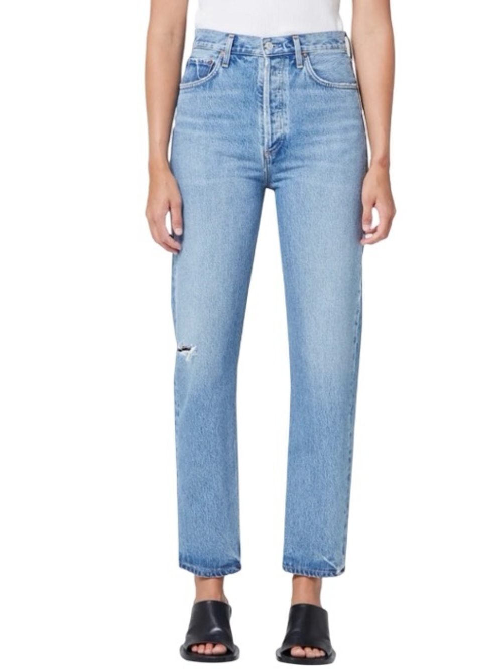AGOLDE 90s Pinch Waist Straight Leg High Rise in Ruminate Blue Denim Size 27